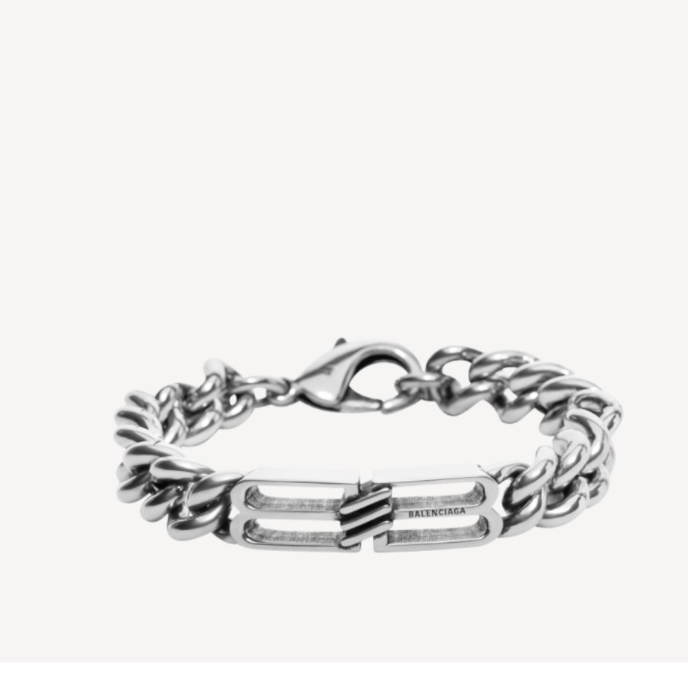 BALENCIAGA BB ICON GOURMETTE BRACELET IN SILVERTONE